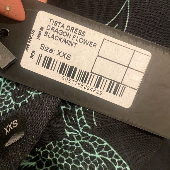 Motel Rocks Tista Dress in dragon flower black and mint size XXS - Picture 8 of 8